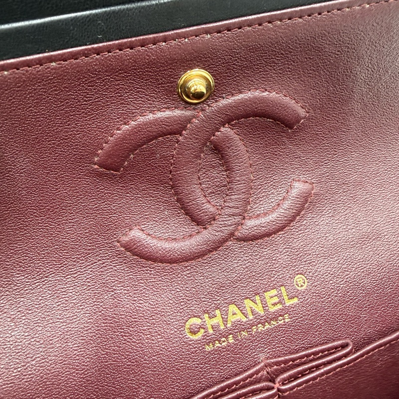 Chanel CF23 黑金羊 經典口蓋包 CF小號金扣金鍊 28開-6