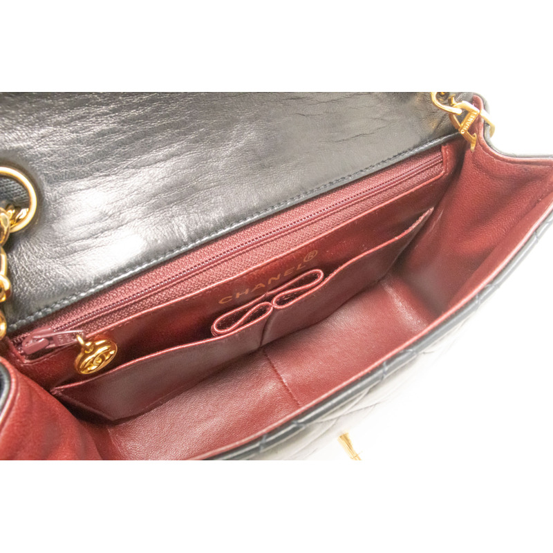 【日本直送】香奈兒迷你方形小鏈條肩背包/斜背包,黑色羊羔絨-9