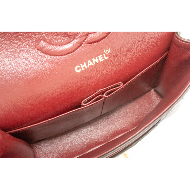 【日本直送】香奈兒經典雙蓋10吋鏈條單肩背包，黑色羊皮-9