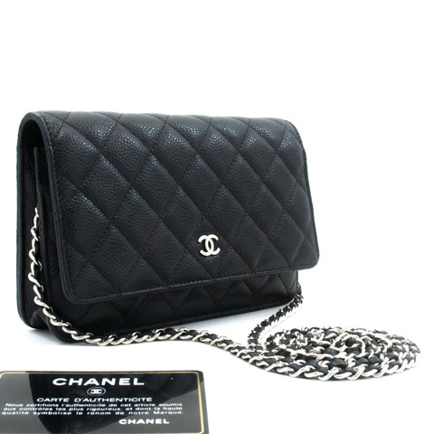 香奈兒粒面小牛皮鏈錢包 WOC 黑色單肩背包