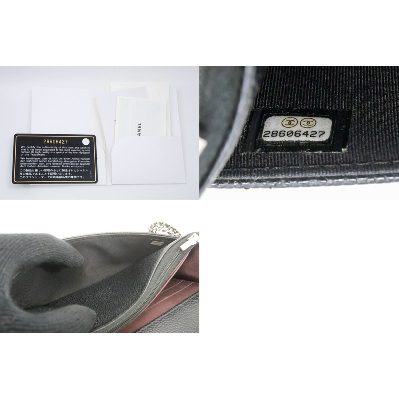 【日本直送】香奈兒粒面小牛皮鏈錢包 WOC 黑色單肩背包-8