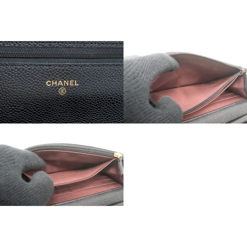 【日本直送】香奈兒粒面小牛皮鏈錢包 WOC 黑色單肩背包-7