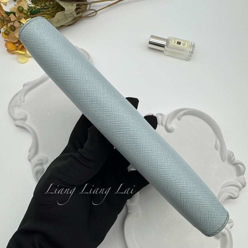 PRADA Saffiano 霧藍灰色拉鏈長夾-20