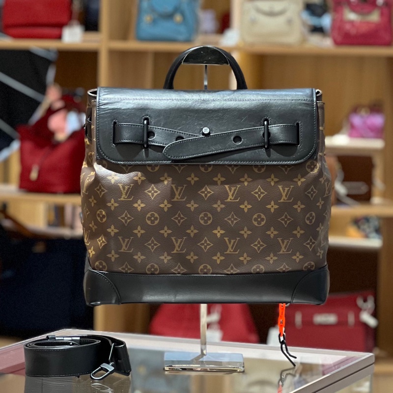 LV路易威登Steamer老花拼皮翻盖公文包-0