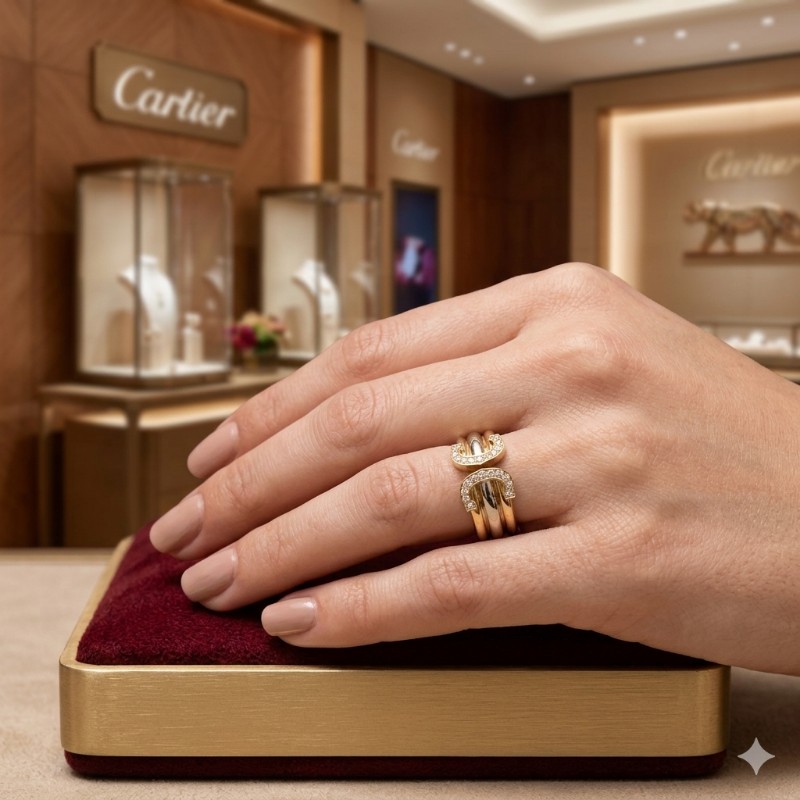 時光萃煉 Cartier 卡地亞 Trinity 三環 18K金 1997古典鑽戒-0