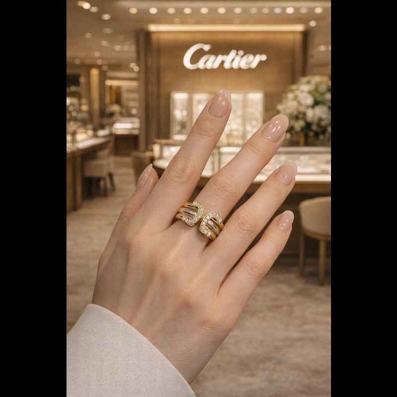 時光萃煉 Cartier 卡地亞 Trinity 三環 18K金 1997古典鑽戒-1