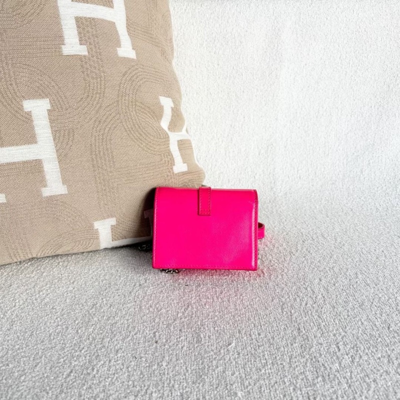 YSL mini信封包 芭比粉 銀扣 牛皮 10*8.5*3 9新 配件塵袋-2