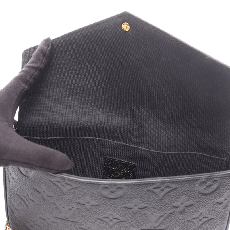 路易威登 Pochette Felicie 鏈條斜背包 M64064 皮革黑色-5