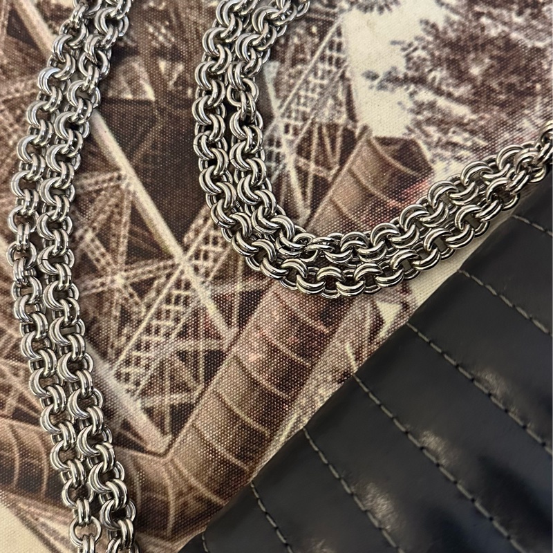 💗MYMluxurybag💗 Chanel 25cm 黑銀全皮袋 肩背袋-3