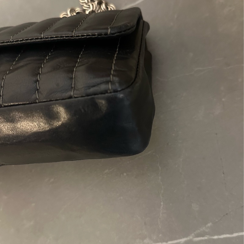💗MYMluxurybag💗 Chanel 25cm 黑銀全皮袋 肩背袋-10