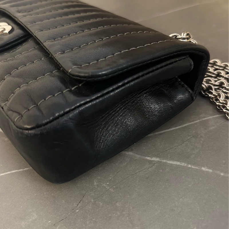 💗MYMluxurybag💗 Chanel 25cm 黑銀全皮袋 肩背袋-21