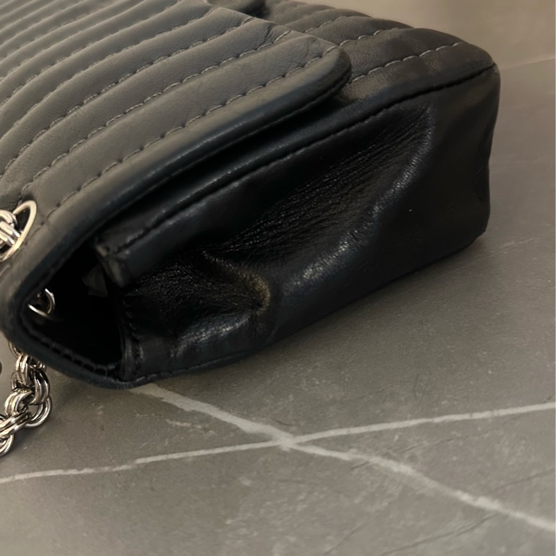 💗MYMluxurybag💗 Chanel 25cm 黑銀全皮袋 肩背袋-28