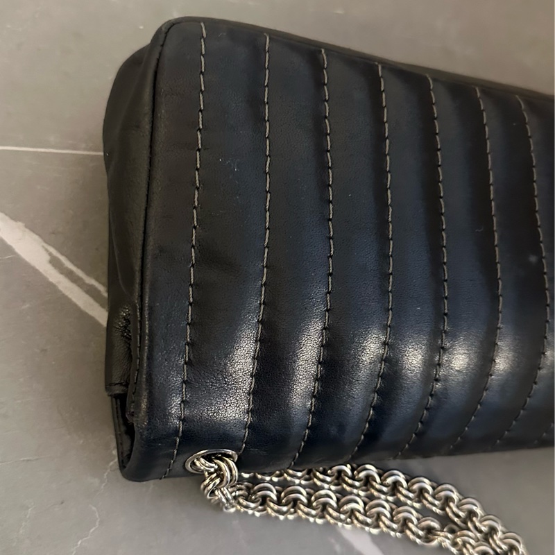 💗MYMluxurybag💗 Chanel 25cm 黑銀全皮袋 肩背袋-31