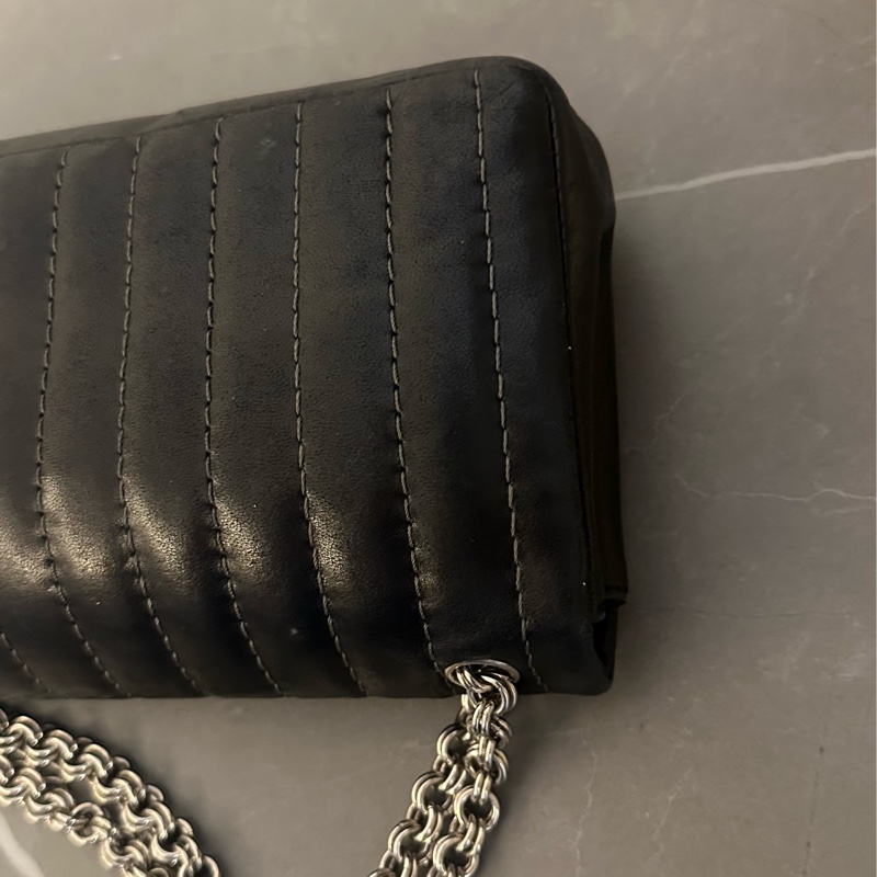 💗MYMluxurybag💗 Chanel 25cm 黑銀全皮袋 肩背袋-32