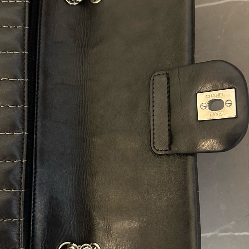 💗MYMluxurybag💗 Chanel 25cm 黑銀全皮袋 肩背袋-33