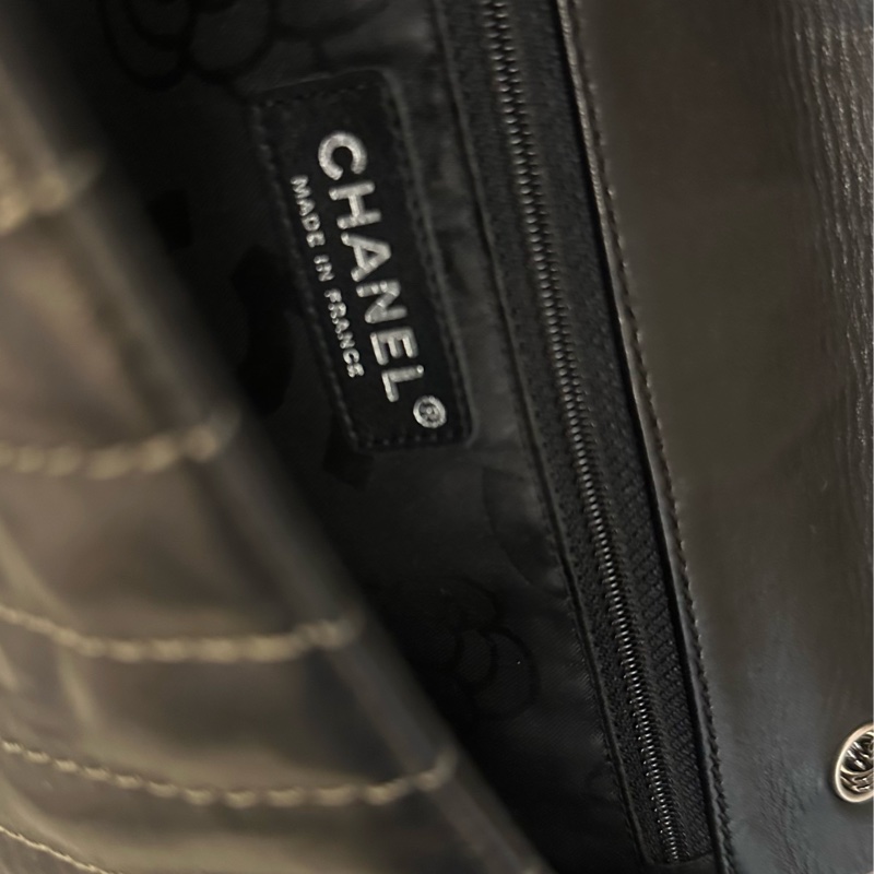 💗MYMluxurybag💗 Chanel 25cm 黑銀全皮袋 肩背袋-35