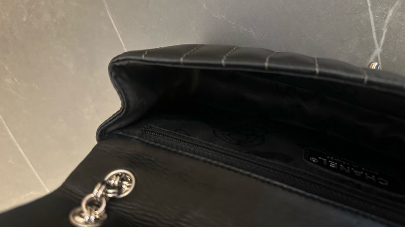 💗MYMluxurybag💗 Chanel 25cm 黑銀全皮袋 肩背袋-38