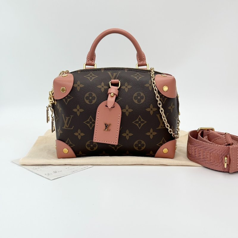 LV petiteMalle Souple八角拼色軟盒手提斜背包20*14*7.5 98新配件塵袋購證-2