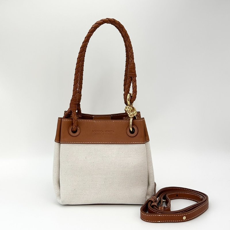 BV Parachute輕木色帆布拼皮 小號手提肩背水桶包 18.5*17*15 99新配件塵袋-1