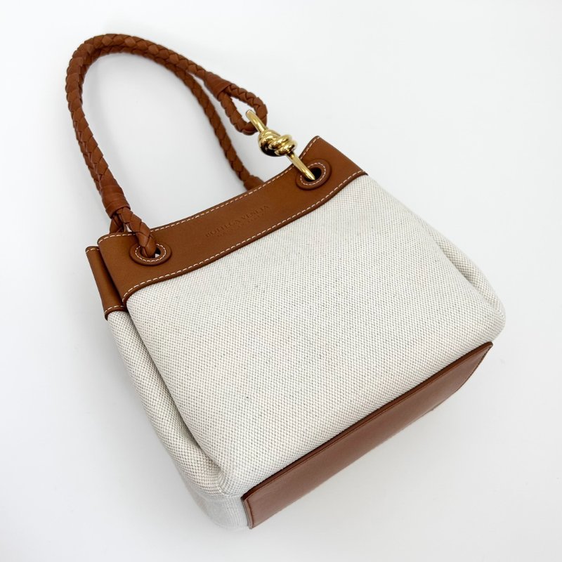 BV Parachute輕木色帆布拼皮 小號手提肩背水桶包 18.5*17*15 99新配件塵袋-2