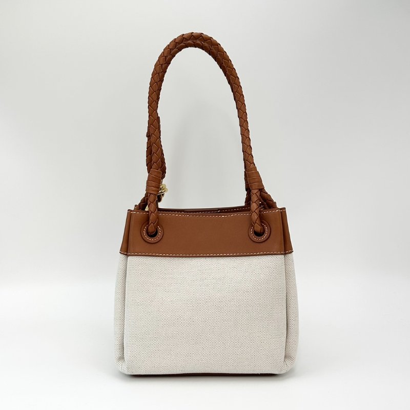 BV Parachute輕木色帆布拼皮 小號手提肩背水桶包 18.5*17*15 99新配件塵袋-4