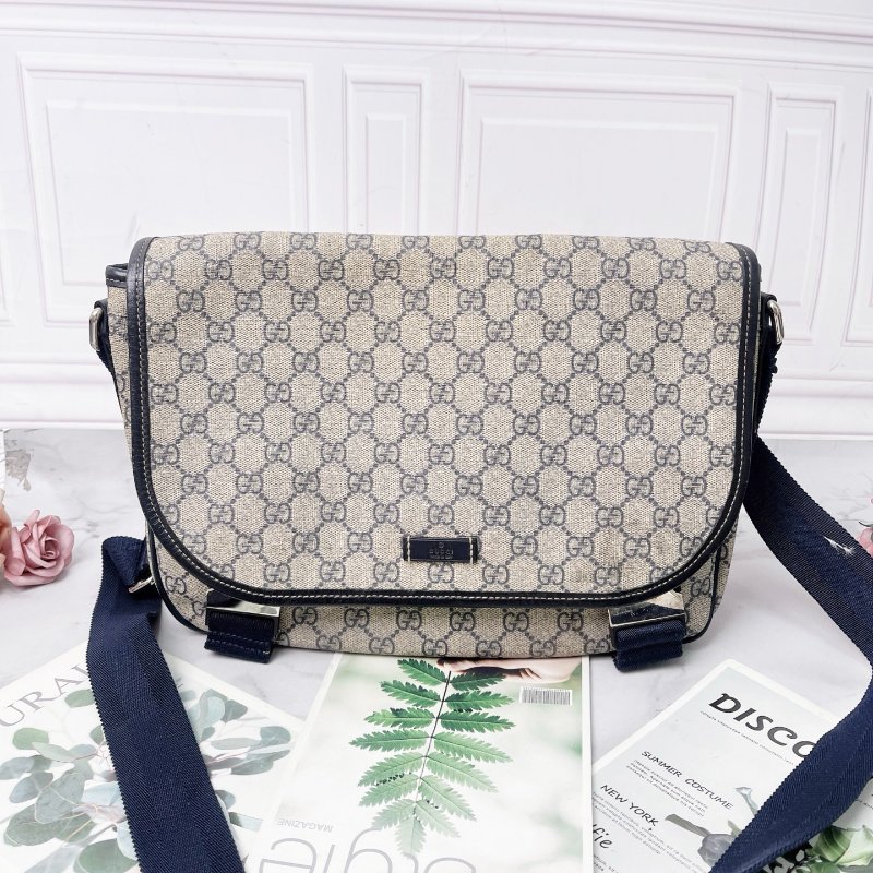Gucci 肩背斜背包 經典老花雙G 帆布材質 33/24/10cm 98新配件塵袋-1