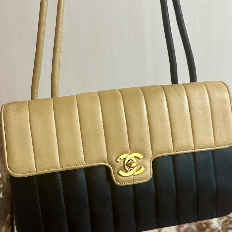 🩵MYMluxurybag🩵 Chanel 古董袋 全皮袋 米黑雙色-5