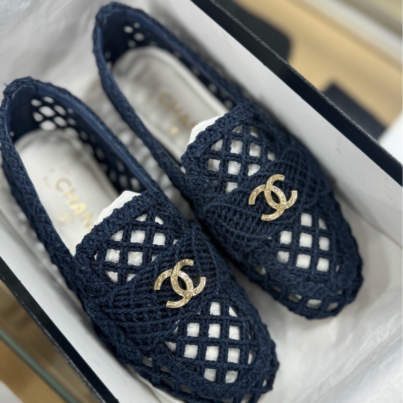 閒置未使用 CHANEL香奈兒鏤空編織網鞋 35碼 附件:塵袋+盒-0
