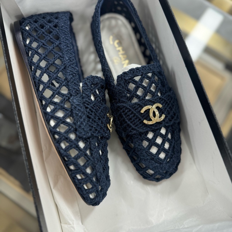 閒置未使用 CHANEL香奈兒鏤空編織網鞋 35碼 附件:塵袋+盒-1