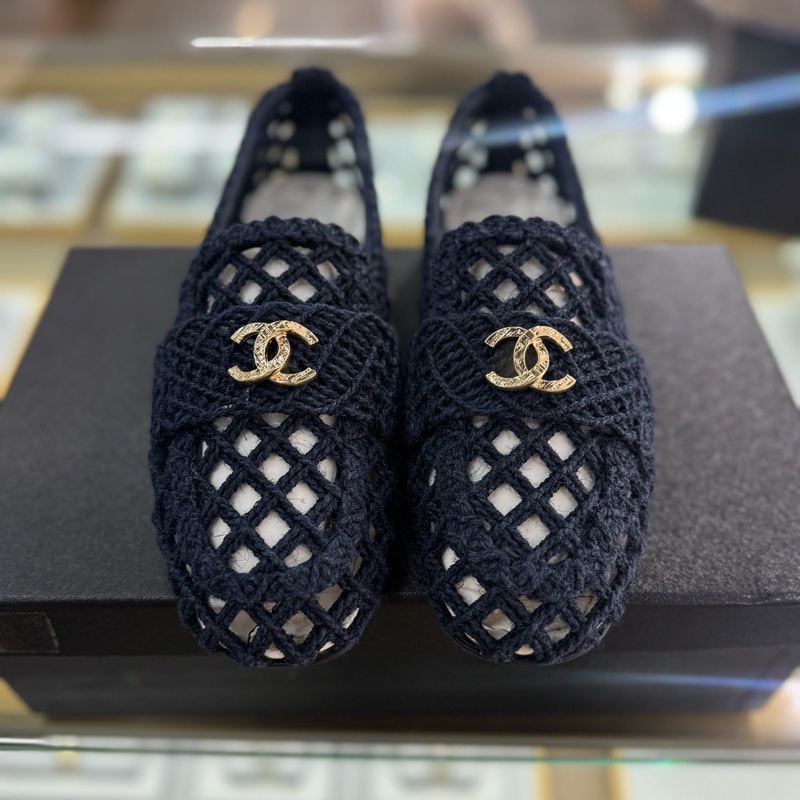 閒置未使用 CHANEL香奈兒鏤空編織網鞋 35碼 附件:塵袋+盒-2