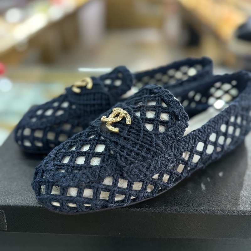 閒置未使用 CHANEL香奈兒鏤空編織網鞋 35碼 附件:塵袋+盒-3