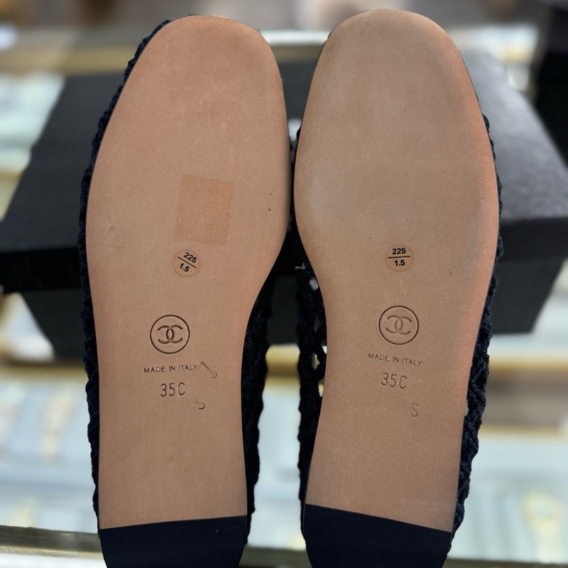 閒置未使用 CHANEL香奈兒鏤空編織網鞋 35碼 附件:塵袋+盒-6