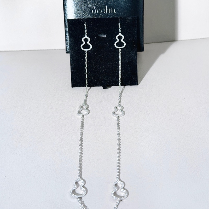 Qeelin 麒麟 18K 白金滿鑽葫蘆毛衣鏈-0