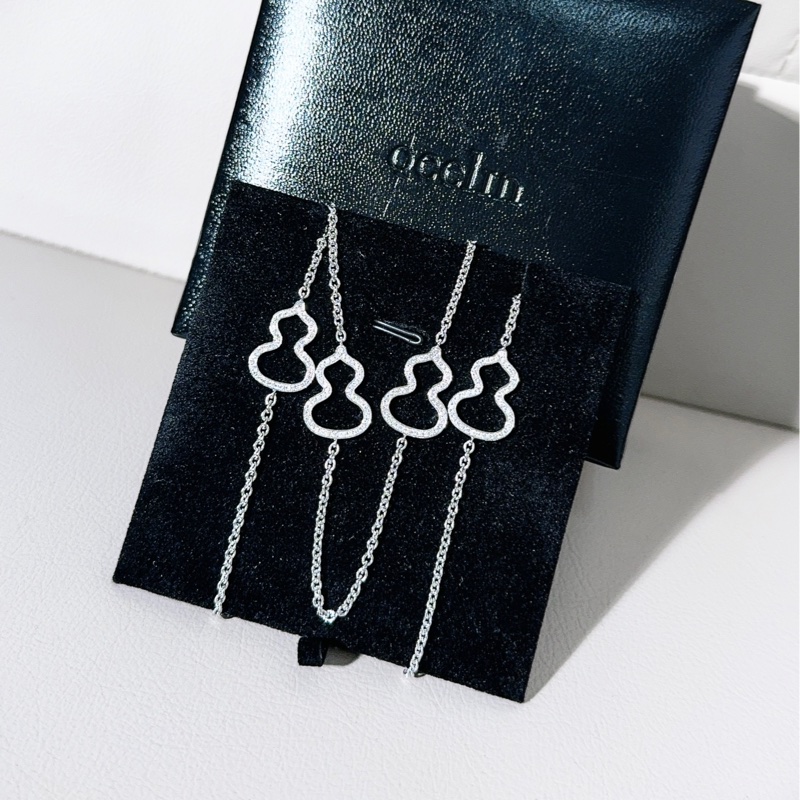 Qeelin 麒麟 18K 白金滿鑽葫蘆毛衣鏈-3