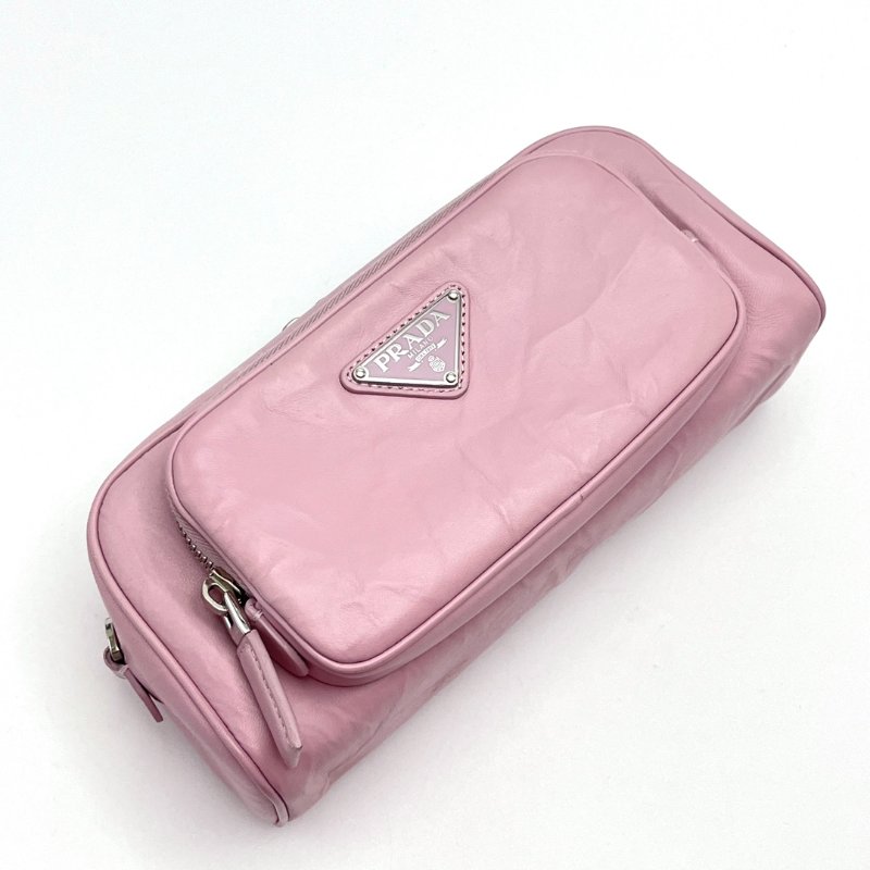 ️PRADA 粉色銀扣寬肩帶 相機包 23*11*7 98新配件塵袋-3