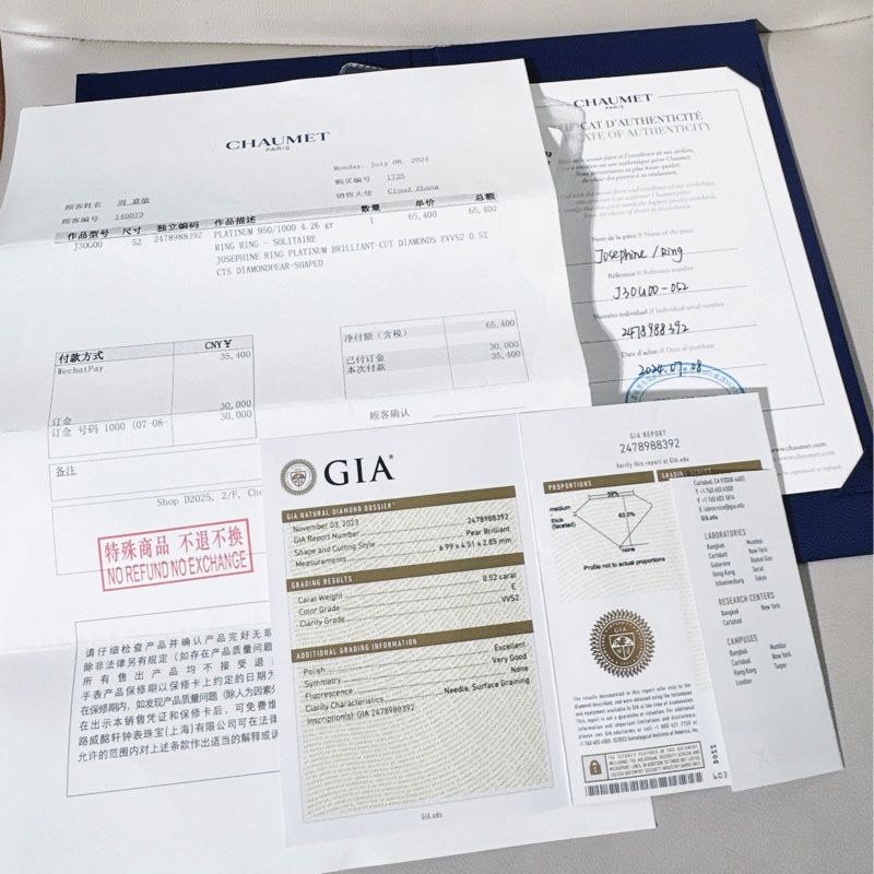 Chaumet尚美 Josephine Aigrette加冕·愛系列 白鷺冠冕 V 字型水滴鑽戒,52號-6