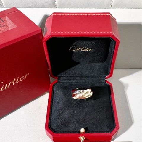 Cartier卡地亞 中古 Vintage  Trinity 系列 18K 三色金 超大號三環戒指，尺碼 52