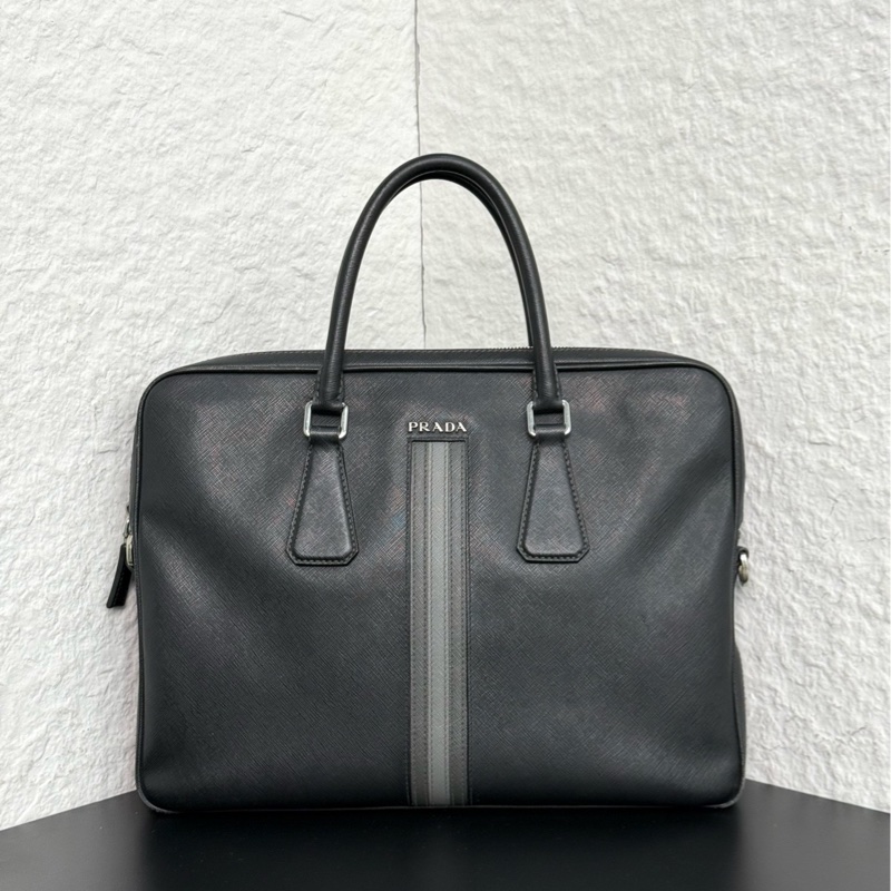 Prada普拉達 男士公文包手提包 可放電腦 尺寸:36*28cm-0