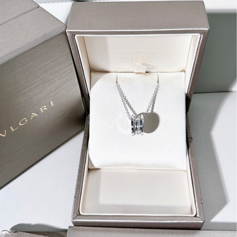 Bvlagri寶格麗 B.Zero1 系列 白金螺旋滿鑽項鍊-0