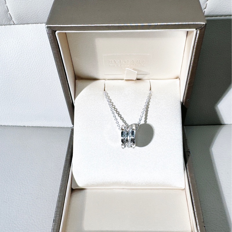 Bvlagri寶格麗 B.Zero1 系列 白金螺旋滿鑽項鍊-1