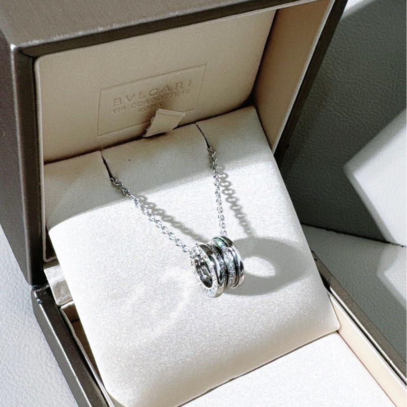 Bvlagri寶格麗 B.Zero1 系列 白金螺旋滿鑽項鍊-3