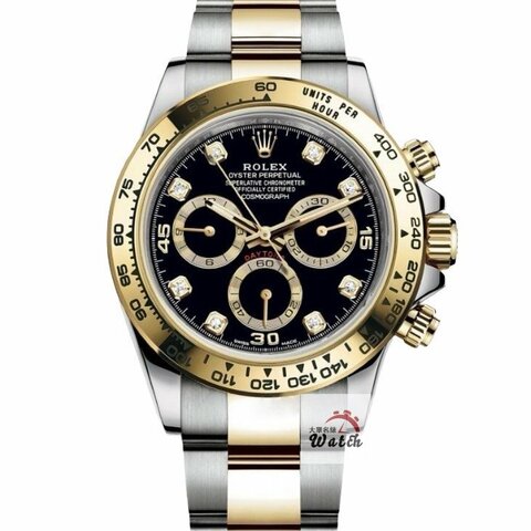 【大眾名錶】ROLEX 勞力士 116503 Daytona 半金迪通拿 黑八鑽面盤 2017/02 大眾名錶B1234