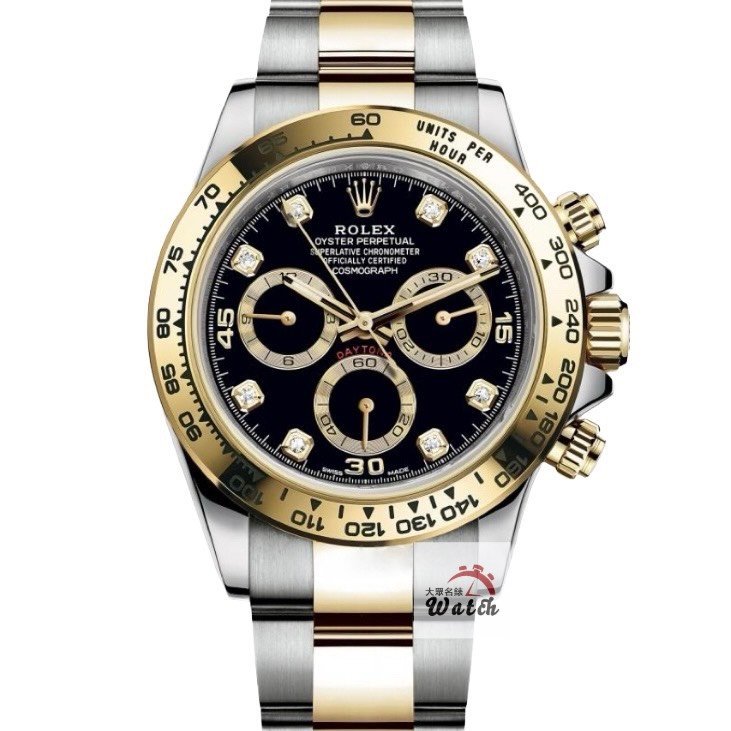 【大眾名錶】ROLEX 勞力士 116503 Daytona 半金迪通拿 黑八鑽面盤 2017/02 大眾名錶B1234-0