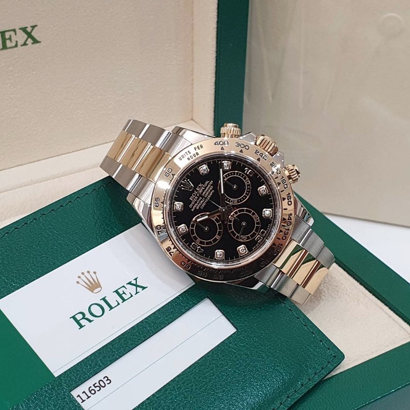 【大眾名錶】ROLEX 勞力士 116503 Daytona 半金迪通拿 黑八鑽面盤 2017/02 大眾名錶B1234-2