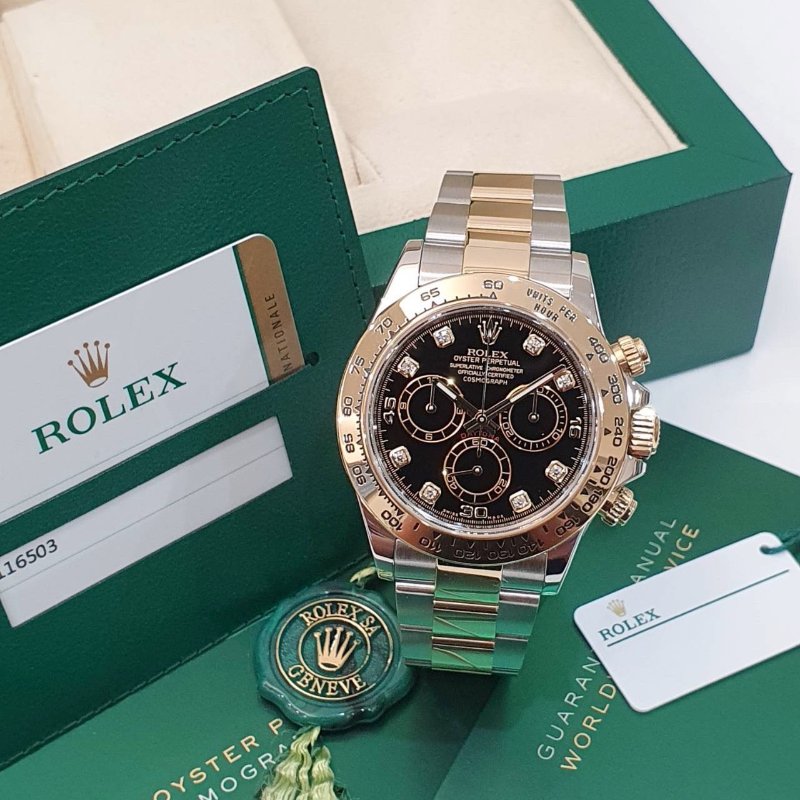 【大眾名錶】ROLEX 勞力士 116503 Daytona 半金迪通拿 黑八鑽面盤 2017/02 大眾名錶B1234-3