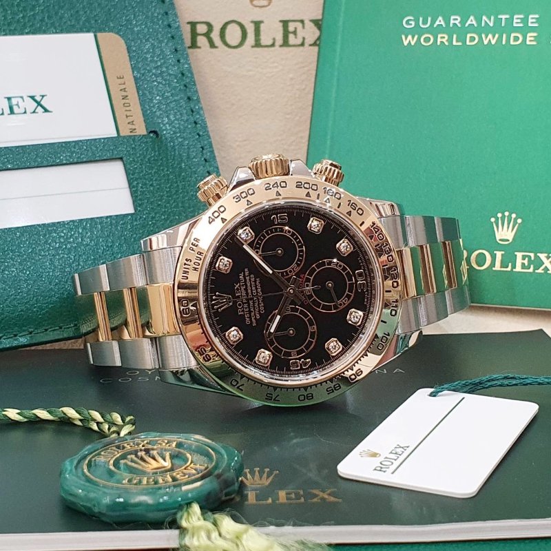 【大眾名錶】ROLEX 勞力士 116503 Daytona 半金迪通拿 黑八鑽面盤 2017/02 大眾名錶B1234-4