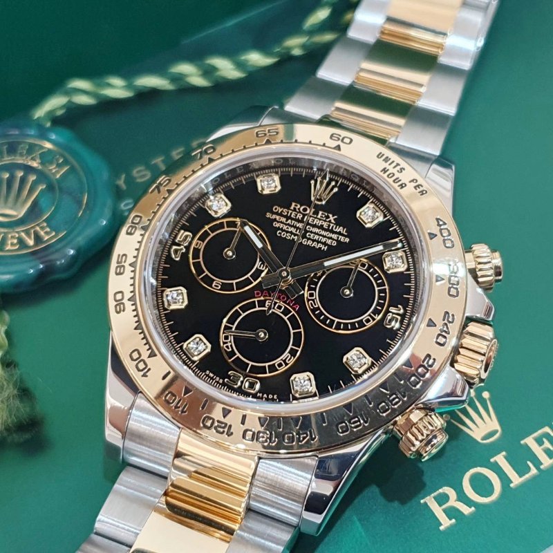 【大眾名錶】ROLEX 勞力士 116503 Daytona 半金迪通拿 黑八鑽面盤 2017/02 大眾名錶B1234-8