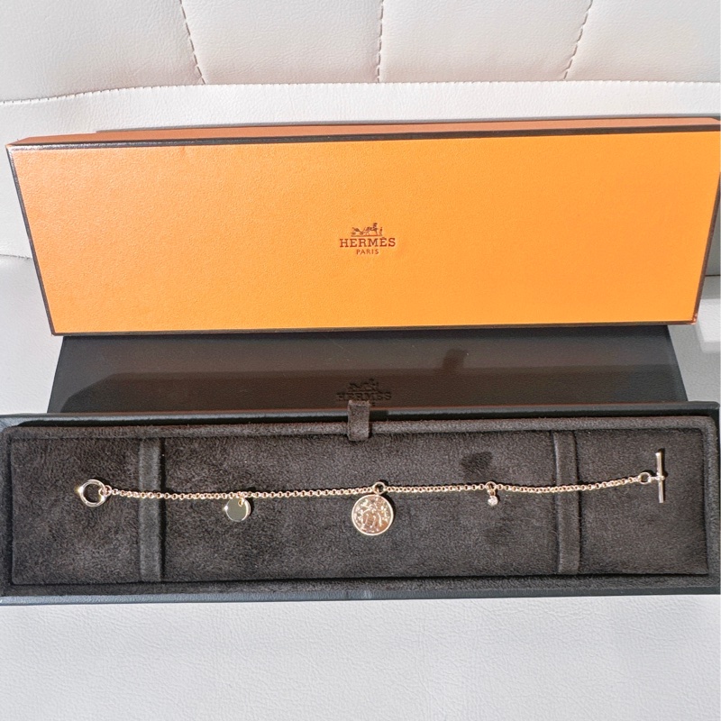 Hermes愛馬仕 Ex-Libris藏書章金幣玫瑰金手鍊-1