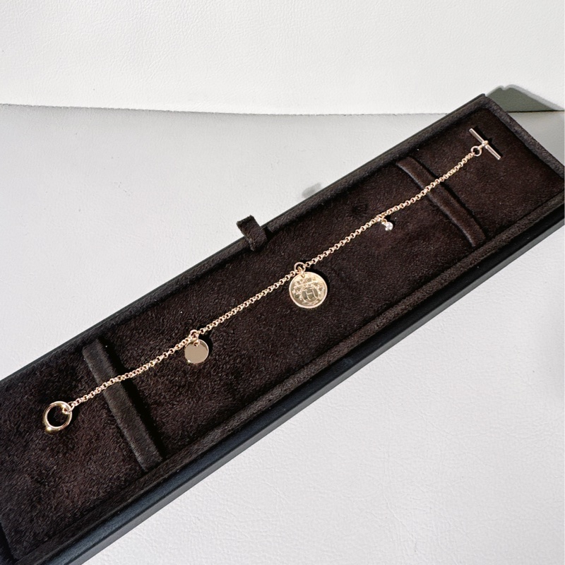 Hermes愛馬仕 Ex-Libris藏書章金幣玫瑰金手鍊-2