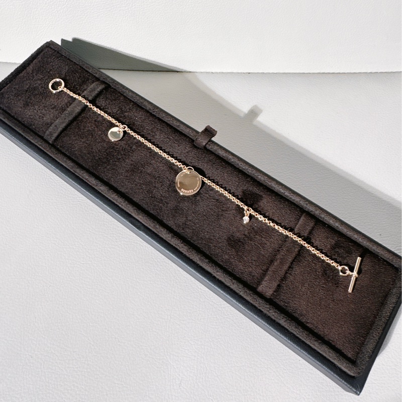 Hermes愛馬仕 Ex-Libris藏書章金幣玫瑰金手鍊-3